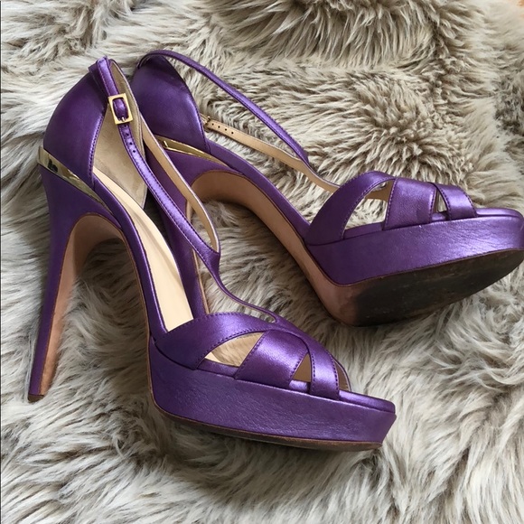 Versace lavender/purple and gold t-strap sandals - Picture 6 of 8